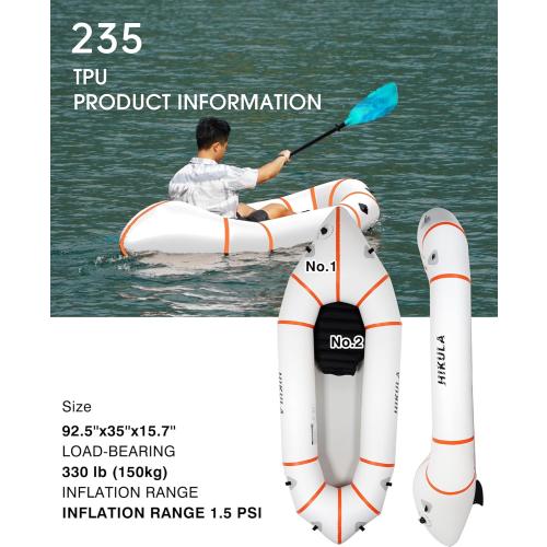 Color green and blackLightweight Packraft TPU - Inflatable Kayak for Adults & Kids, Durable, Compact, Rapid Inflate, for Flat Water Rafting, Bicycle Drifting, Litewater Dinghy