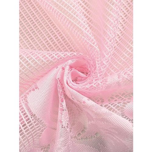 Jayla Pink Semi-Sheer Floral Lace Curtain Swag for Kitchen Half Window Bathroom Decoration Rod Pocket,39 x 39 Inch, 1 Panel