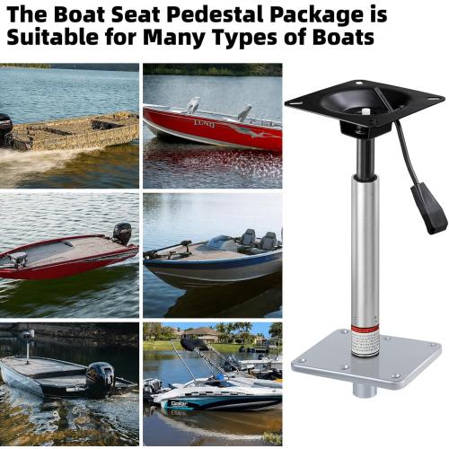 Adjustable Boat Seat Pedestal Base Mount Kit with Lock in 3/4 Boat Seat Pin Post&Marine Power Pedestal Mount Base for Marine Fishing Bass Chair,Post Adjustable Height 18 to 24 Inches