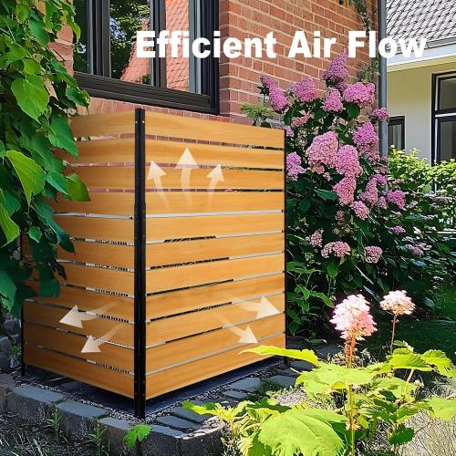 60 W x 38 H (1Panle) Upgrade No Dig Air Conditioner Fence, Solid Wood Privacy Screens Fence Panels with Metal Stakes for Trash Can, AC Unit, Outdoor Privacy Walls, Lattice Panels for Garden