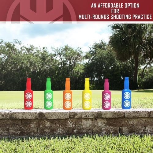 KNINE OUTDOORS 6 Pack Plastic Bottles Shooting Targets for Shooting, 6 Bright Colors with Hanging Rope for Target Practice, Target Practice for Airsoft Pellet Pistol BB Gun