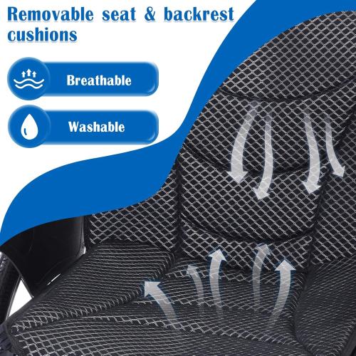 Medwarm Foldable Lightweight Wheelchairs with Handbrakes for Adults, Weights Only 30 lbs, Transport Wheelchairs with Flip Up & Height Adjust Armrest (22inch Rear Wheel)
