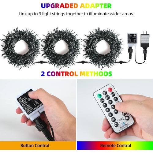 Chuya Christmas String Lights 500 Led Light Color Changing Warm White & Muticolor 11 Modes UL588 for Christmas Tree Lights Decoration Outdoor