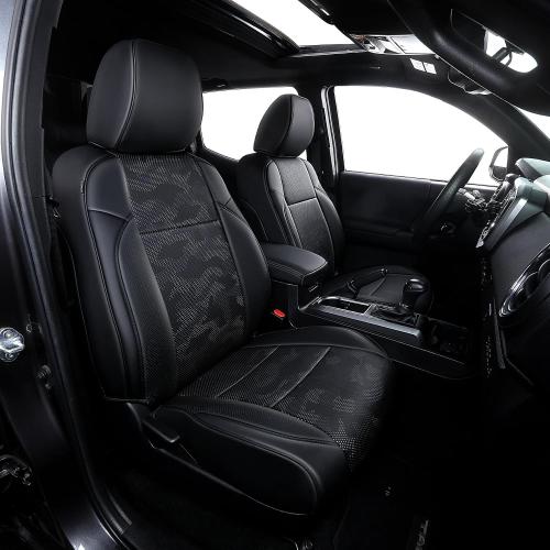 Car Seat Covers Fit for Toyota Tacoma 2016-2023,Full Coverage Faux Leather Car Seat Covers Full Set,Custom Waterproof Breathable Car Seat Protector Front Seat and Back Seat Covers for Cars(Black)