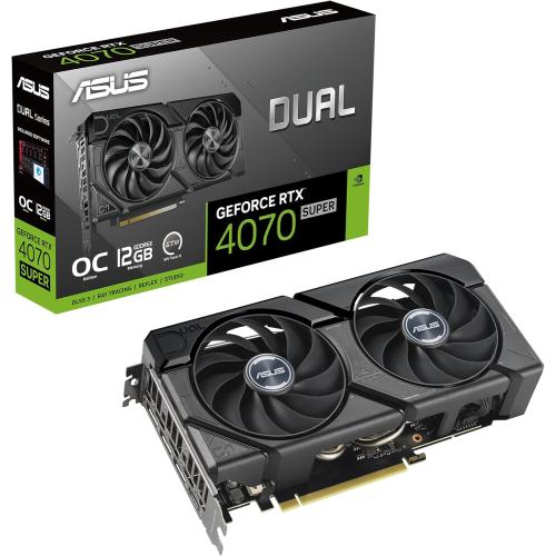 White ASUS Dual GeForce RTX™ 4070 Super EVO White OC Edition 12GB GDDR6X (PCIe 4.0, 12GB GDDR6X, DLSS 3, HDMI 2.1a, DisplayPort 1.4a, 2.5-Slot Design, Axial-tech Fan Design, 0dB Technology, and More)