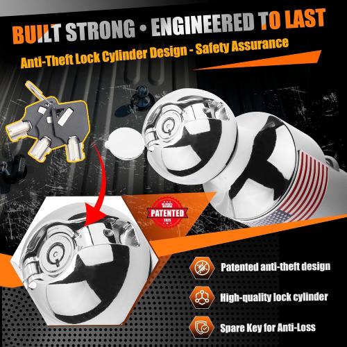 38K Anti-Theft Lock Gooseneck Hitch Kit for F250/F350 Silverado 2500 HD/Silverado 3500HD, Sierra 2500HD/Sierra 3500HD Puck System, Lockable Gooseneck Ball and Lockalbe Safety Chain Anchors
