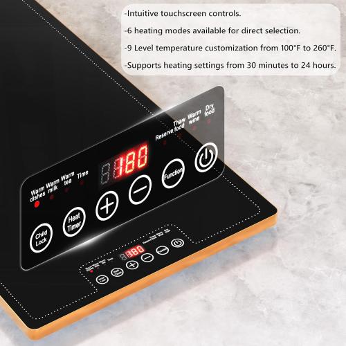 Food Warming Tray for Parties Buffet, 40x14 Extra Large Long Glass Top Electric Warmer Mat with 9 Temp Settings and Timer, Buffet Servers and Warmers, Food Heater Hot Plate for Catering Gathering
