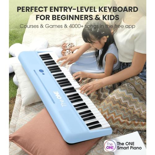 The ONE Smart Keyboard COLOR 61 Keys Piano Keyboard, Music Keyboard with 256 Timbres, 64 Polyphony, 2 Speakers, Built-in LED Lights and Free Apps (Blue)