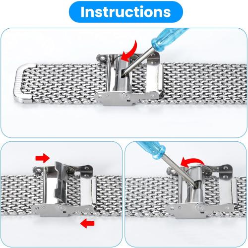 Stainless Steel Thick Mesh Watch Band for Men Women Quick Release Safty Clasp Metal Watch Strap 16mm 18mm 20mm 22mm