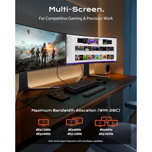 Stouchi VESA Certified DisplayPort 2.1 Cable 3.3FT, 54Gbps UHBR13.5 [16K 8K 4K@240Hz] Short DP Cord, Support FreeSync G-Sync, DSC 1.2a, Snag-Free Connector for RTX 5090/4090, Gaming Monitor