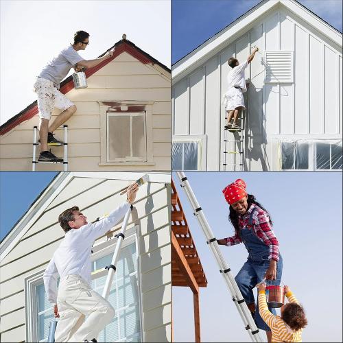 (8.5Ft/2.6M) Telescoping Ladders，EN131Standards Multi-Purpose Folding Aluminum Extension Ladder