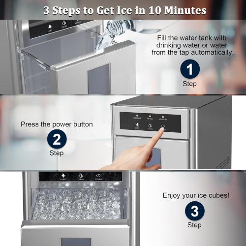 Costway Nugget Ice Maker, 44Lbs/24H Countertop Ice Makers, Self-Cleaning Ice Machine with 4.4 Lbs Basket, Auto Water Refill, Chewable Pebble Ice Maker for Home Kitchen Party
