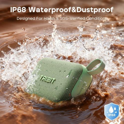 Tribit PocketGo Portable Bluetooth Speaker, 7W, IP68 Waterproof, 20H, Green