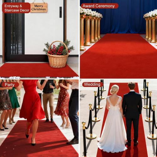 450GSM Thick Dark Red Carpet Runner, 3x10 FT Event Carpet,with TPR Rubber Non-Slip Backing for Wedding, Party, Indoor & Outdoor Use