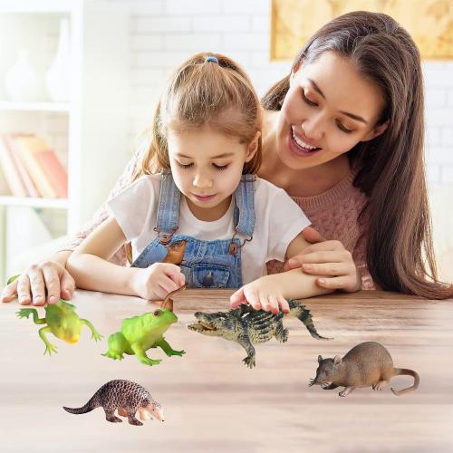 5PCS Soft Rubber Squishy Toys, TPR Super Stretch Animal Toys for Kids, Rubber Animal Figures Set with Frog, Tadpole, Crocodile, Rat, Pangolin
