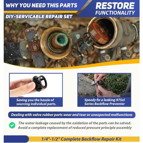 1/4-1/2 Complete Backflow Repair Kit Fits for Zurn Wilkins 975XL/975XL2 Backflow Preventer Built-in Components Repair Set