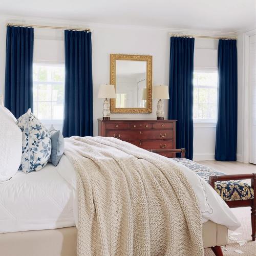 RYB HOME Navy Blue Pinch Pleated Velvet Blackout Curtains, Thermal Insulated Pinch Pleat Drapes with Hooks, Luxury Privacy Window Panels for Living Room Bedroom, 40 W x 90 L, 2 Panels Set