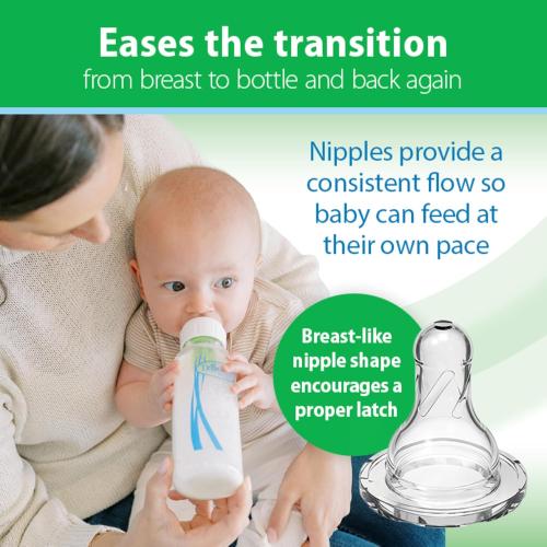 Dr. Brown's Anti-Colic Options  Narrow Glass Baby Bottle with Level 1 Slow Flow Nipple, BPA-Free, 8 oz/250 mL, 0m , 4-Pack (Packaging May Vary)