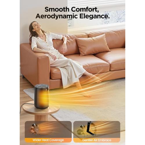GiveBest Space Heater, Electric Portable Heaters for Indoor Use with Thermostat and Remote, 70°Oscillation, Digital Display, 12H Timer, 1500W PTC Ceramic Fast Safety Heat for Office Bedroom Home Desk
