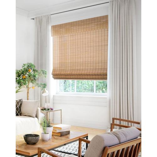 CHICOLOGY Bamboo Roman Shade, Cordless Light Filtering Woven Wood Window Treatment for Living Room, Dining Room, Kitchen & Office, Natural Bamboo Blinds for Boho Coastal Decor, Squirrel, 31W x 48H