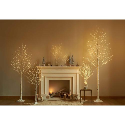 Hairui Lighted Easter Tree with Timer, Tabletop Birch Tree with Lights 18IN 24 LED for Fireplace, Mantle Party Decoration