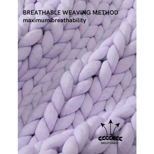 Color lavender YnM Chunky Throw Blanket, Medium-Weight, Hand Knitted, Skin Friendly, Ventilated and Breathable, Machine Washable, Home Décor Piece for Couch, Sofa and Bed (Iris Lavender)