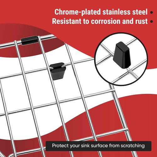 2 Pack Sink Protectors for Kitchen Sink, 14.37'' x 12.5'' Stainless Steel Grate With Rear Drain Hole