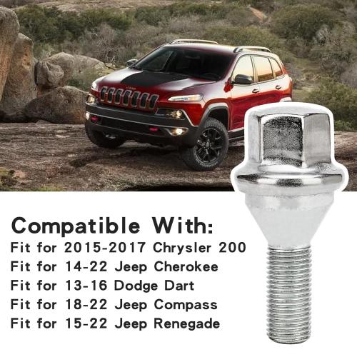 20pcs Wheel Lug Bolts M12x1.25 for 2014-2022 Jeep Cherokee, Upgrade 19mm Hex Length 28mm, Replace# 611-005 Compatible with Dodge Dart, Compass, Renegade, Chrysler
