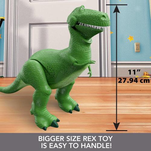 Mattel Disney and Pixar Toy Story Talking Dinosaur Action Figure with Movng Arms, Roarin’ Laughs Rex Dino Toy, 10.8-inch T Rex with 40  Sounds & Phrases
