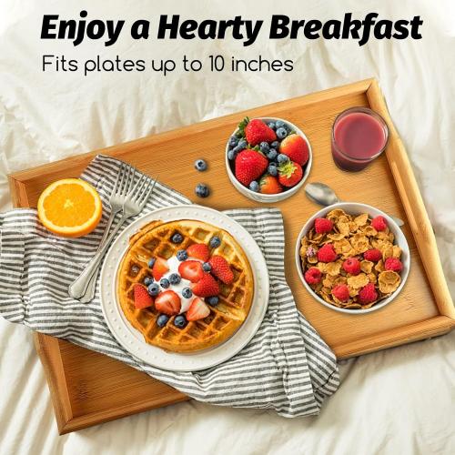 MorTime Bed Tray Table with Folding Legs, Bamboo Breakfast Tray with Handles for Bed, Sofa, Eating, Working, Foldable Laptop Desk Food Snack Tray Serving Tray