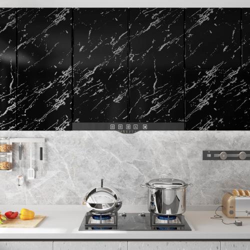 VOLEAAR 35 x 196 Inches Black Marble Contact Paper,Peel and Stick Wallpaper,Vinyl Waterproof Self-Adhesive Removable Stick on Walls Cabinets Countertops