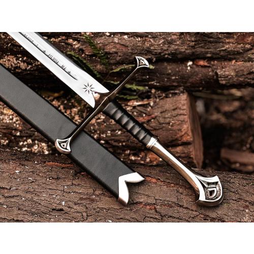 Handmade Replica Movie Sword, Medieval Vikings Master Long Sword Hand-Crafted Authentic Engraved Stainless Steel Blade, Wall Mount Plaque & Scabbard Included Collecyion Edition