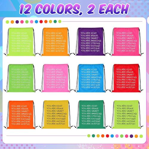 End of Year Gift 17 oz Motivational Plastic Water Bottles Bulk and Drawstring Backpack Set Rainbow Colored Inspirational Teacher Gifts Set Back to School Party Favor Supplies