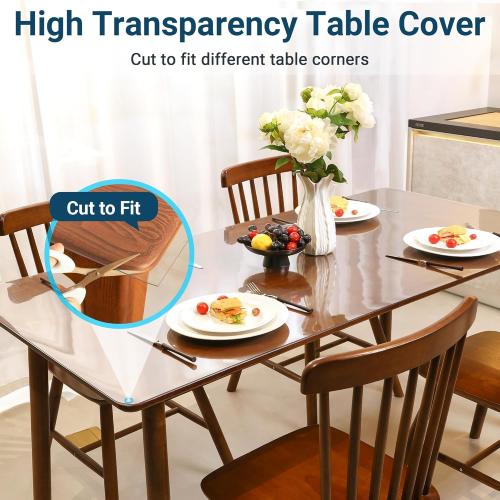 Clear Table Cover Protector Rectangle 42 x 72 Inch, 1.5mm Transparent Plastic Table Protector Waterproof, Anti-Scratch Clear Desk Mat for Office Desktop Dresser Dining Table, FDA Compliant