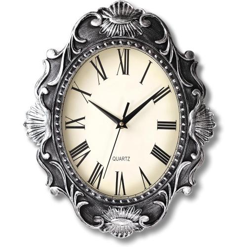 AYRELY® 14 Inch Oval Rustic Wall Clock, Wall Clocks Battery Operated, Country Style Silent Non Ticking Clock, Decorative for Kitchen, Home, Living Room, Farmhouse, Bedrooms