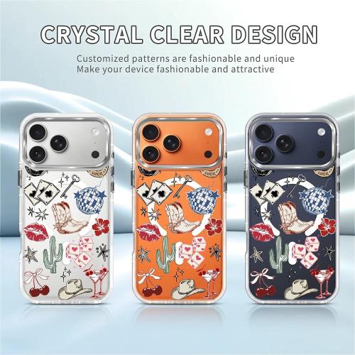 for iPhone 17 Pro Max Case [Compatible with Magsafe],Girls Women Clear Magnetic Case Silicone Shockproof Protective Cover with Pattern Western Cowboy Cherry Cactus Lips