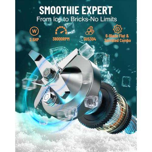 WantJoin Professional Commercial Blender With Shield Quiet Sound Enclosure 2200W Industries Strong and Quiet Professional-Grade Power, Self-Cleaning, Black