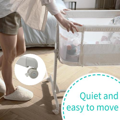 AMKE Baby Bassinets, Bedside Sleeper for Baby,All mesh Baby Crib Portable Bassinets for Safe Co-Sleeping, Safe Adjustable Baby Bed for Baby Infant Newborn Girl Boy (Ivory-White)