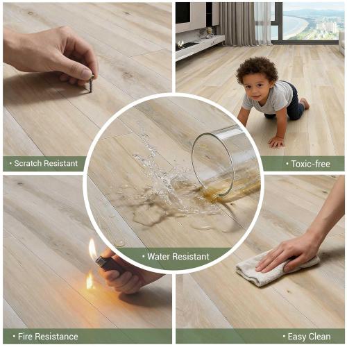 SPC Luxury Vinyl Flooring 5mm Thick | Waterproof Click Lock Rigid Core | IXPE Soundproof Underlayment | Easy Install Wood Look Plank​,10 Planks (21.5 Sq. Ft) (Hickory)