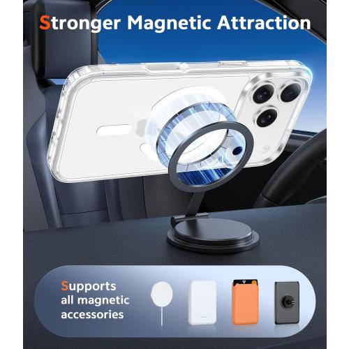 FNTCASE for iPhone 17 Pro-Max Case: Clear Magnetic Phone Cases with Screen Protector Compatible with Magsafe Slim Anti Yellowing Rugged Shockproof Protective Transparent Cell Cover (A-Clear)