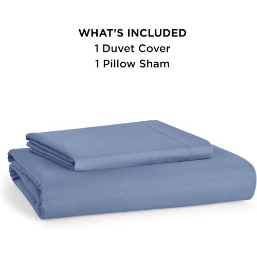 Bedsure Duvet Cover Twin/Twin XL Size - Soft Double Brushed Bedding Set for Kids & Adults, Zipper Closure, 2 Pieces, Includes 1 Duvet Cover (68x90) & 1 Pillow Sham, NO Comforter, Slate Blue