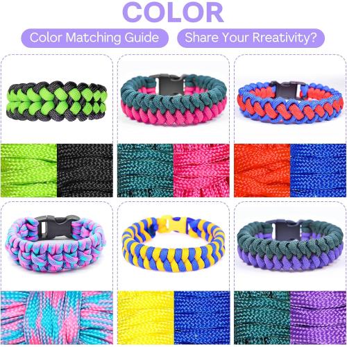 10 Colors 10ft Paracord 550 Combo kit, Paracord Bracelets Making kit - Multifunction Paracord Rope with Instruction for Making Lanyard, Dog Collar, Idea for Gift