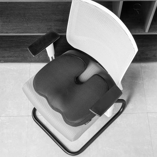 Amazon Basics Comfortable Seat Cushion for Office Chairs, Enhanced Memory Foam with Cooling Gel, Non-Slip, Long Sitting Support, Black