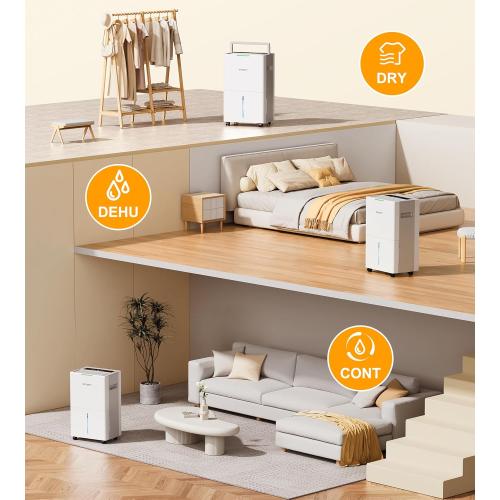 4000 sq.ft Dehumidifier for Basement, 45 Pint Dehumidifiers for Home with Drain Hose, WPSOERT Smart Compressor Dehumidifies for Large Room, Bedroom, 3 Modes, Intelligent Humidity Control, Auto Defrost