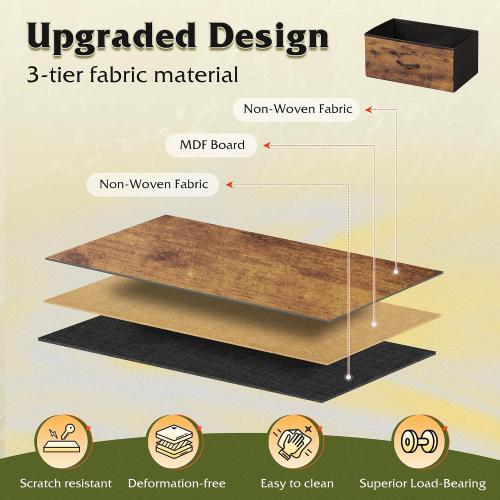 WLIVE Night Stand, Small Dresser with 2 Drawers & Wooden Top, Nightstand with Fabric Bins, Bedside Table End Table for Bedroom, Closet, Entryway, College Dorm, Rustic Brown