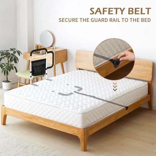 Bed Rails Grab Bar Bed Handrails for Elderly Adults Safety, Bed Cane for Seniors with Foam Handle and Storage Pocket, Adjustable Bedside Assist,ASTM Approved.