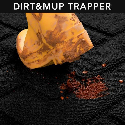 hicorfe Indoor Doormat,Welcome Door Mat TPR Backing Non Slip Mats 20x31.5 Absorbent Resist Dirt Entrance Doormat Inside Floor for Entryway Washable Low-Profile (Black)