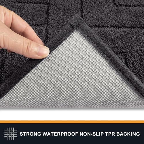 PURRUGS Dirt Trapping Door Mat 20 x 31.5, Non-Slip Machine Washable Entry Rug, Shoe Scraper, Dog Doormat, Super Absorbent Welcome Mat for Front & Back Door, Muddy Wet Shoes & Paws, Charcoal