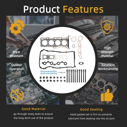 Head Gasket Set with Bolts, 2.4L, for Chrysler 200/Sebring 2007-2016, for Dodge Avenger/Journey 2008-2014, for Jeep Compass/Patriot/Compass 2007-2016 2.4L DOHC L4 16V HS26332PT ES72267(57PC)