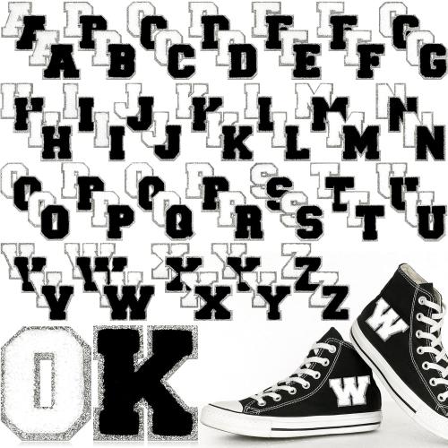 Retro Silver 104pcs Jutom 104 Pcs Self Adhesive Chenille Letter Patches Letter Patches Chenille Stick on Embroidered Patch for Clothing Jackets Backpacks Hats(Retro,Silver Edge)